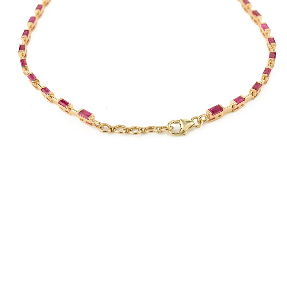 High Quality Products 100% Natural Ruby & Diamond 14K Yellow Gold Necklace