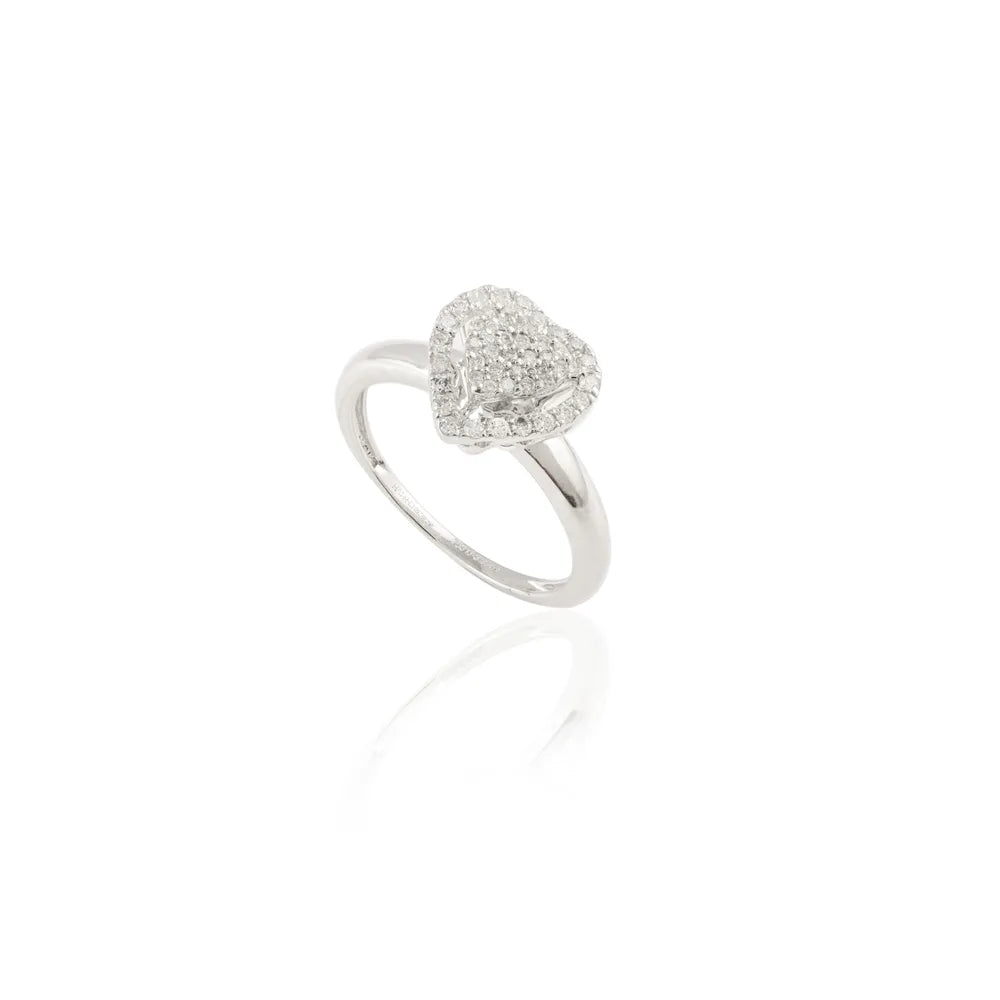 Best Selling Product Natural Diamond 18K Solid White Gold Adorable Diamond Heart Ring