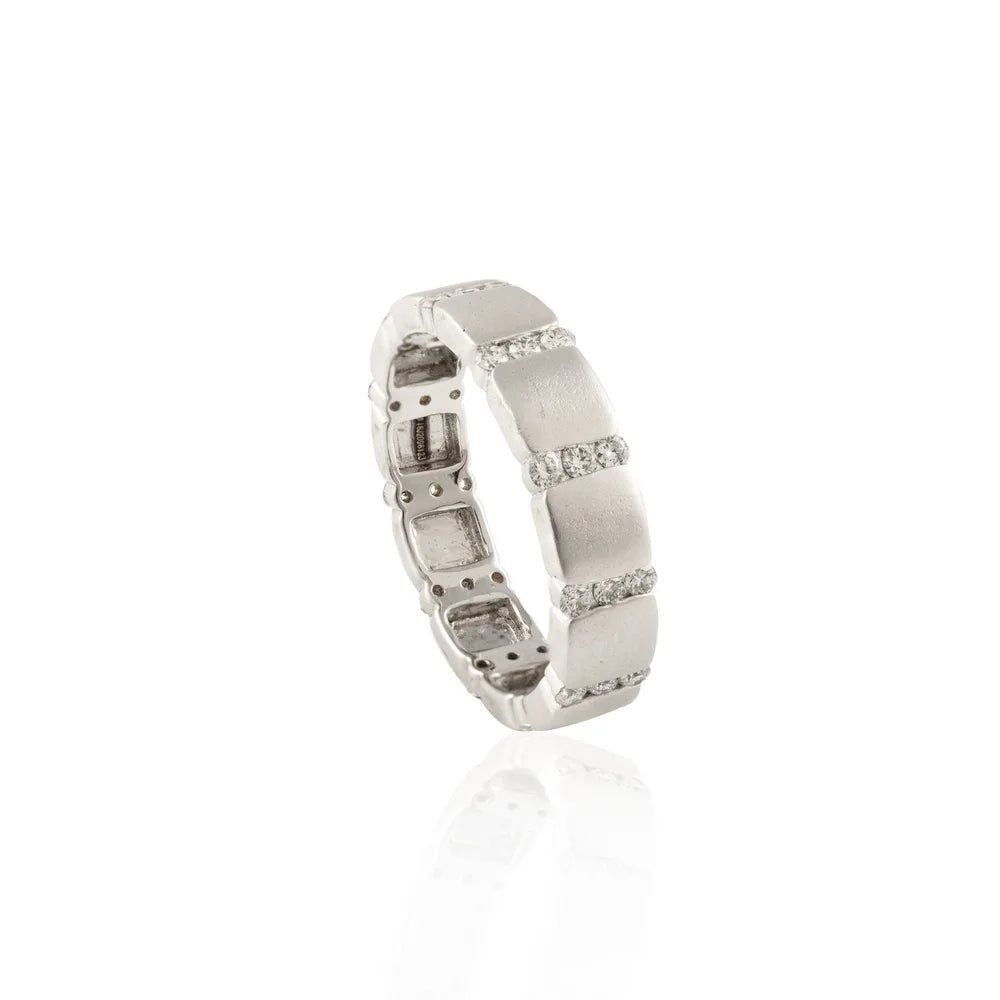 Best Selling Product 18K Fine White Gold Natural Diamond Stackable Band Ring