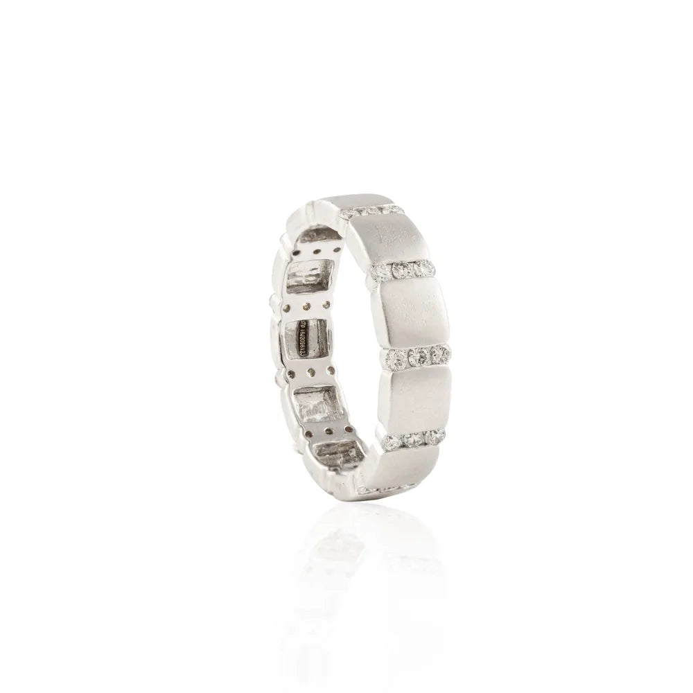 Best Selling Product 18K Fine White Gold Natural Diamond Stackable Band Ring