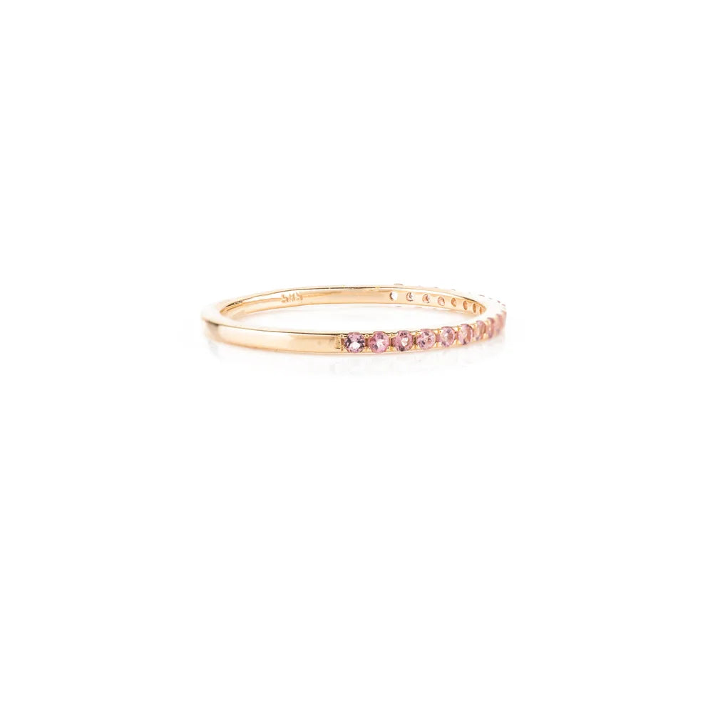 Handcrafted Jewelry Pink Tourmaline 14K Yellow Gold Stackable Ring