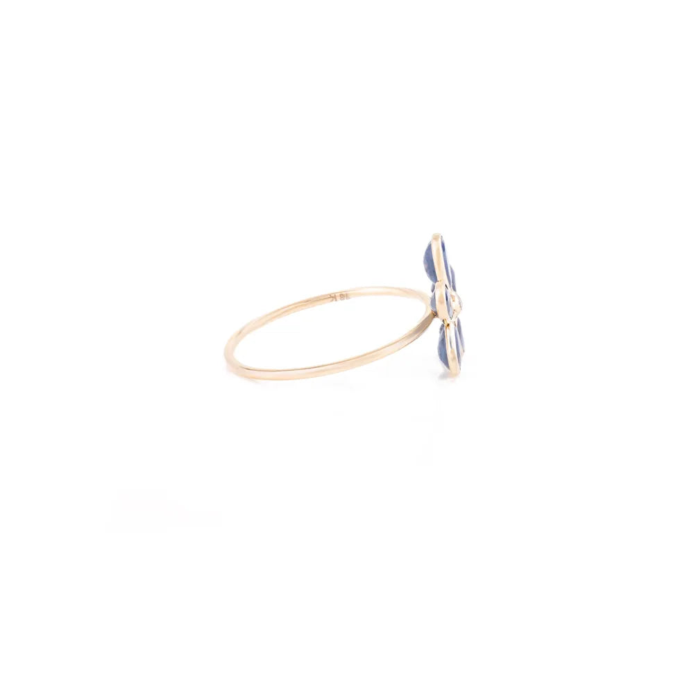 100% Natural Blue Sapphire 18K Yellow Gold Handmade Ring