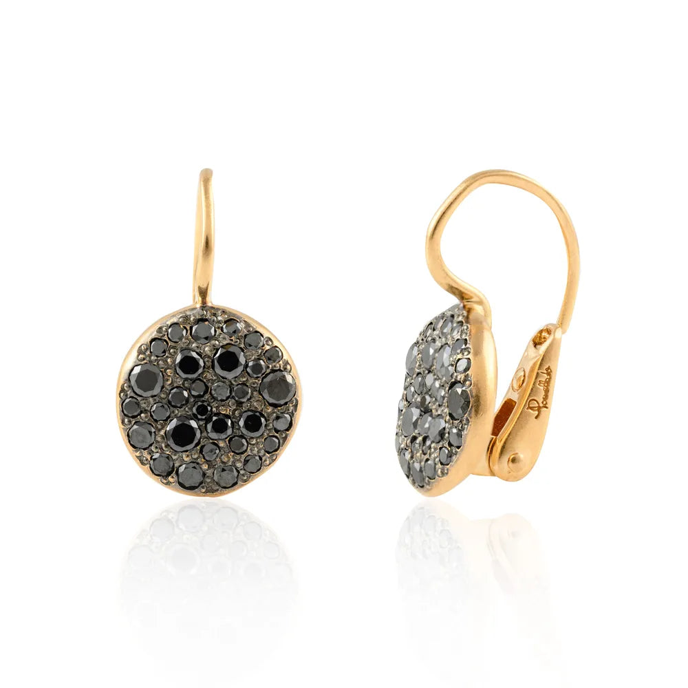 Best Selling Product 18K Yellow Gold Natural Black Diamond Circle Hoop Earring