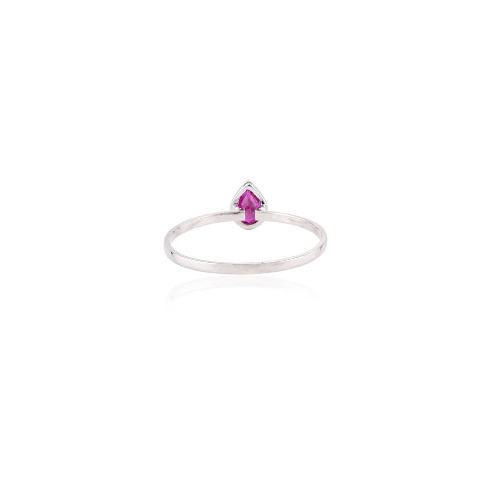 18K White Gold Ruby Pear Shape Gemstone Ring Wholesale Jewelry