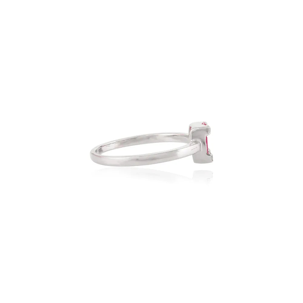 New Arrivals 14K Solid White Gold Natural Ruby & Diamond Minimalist Ring