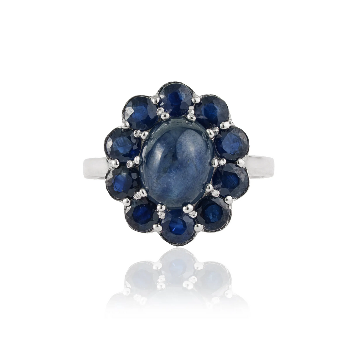 Beautiful Natural Blue Sapphire 925 Sterling Silver Cocktail Floral Ring For Women's