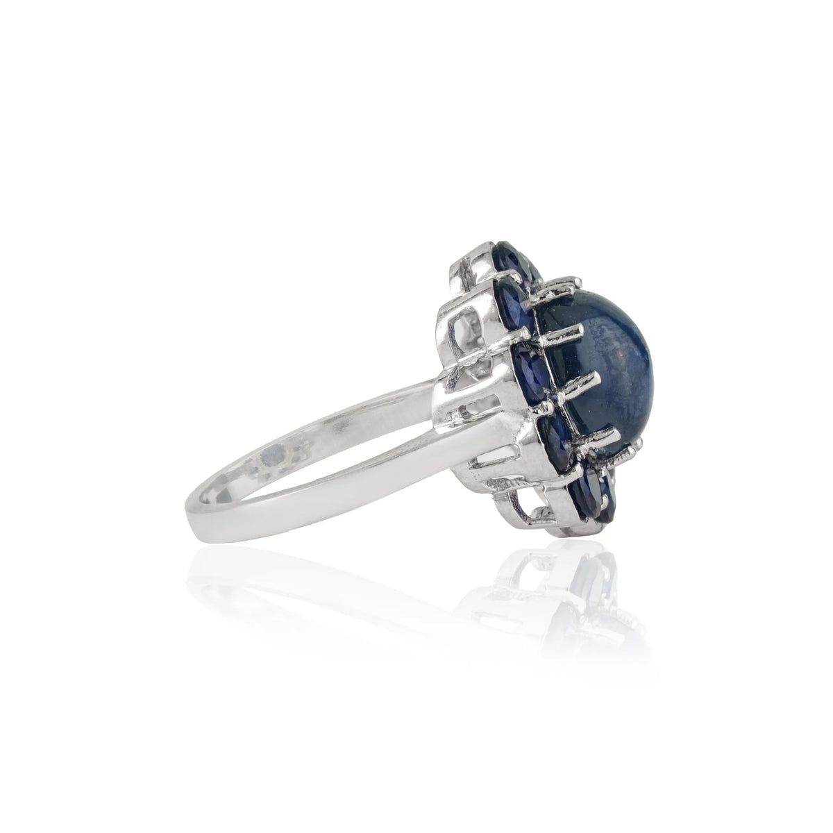 Beautiful Natural Blue Sapphire 925 Sterling Silver Cocktail Floral Ring For Women's