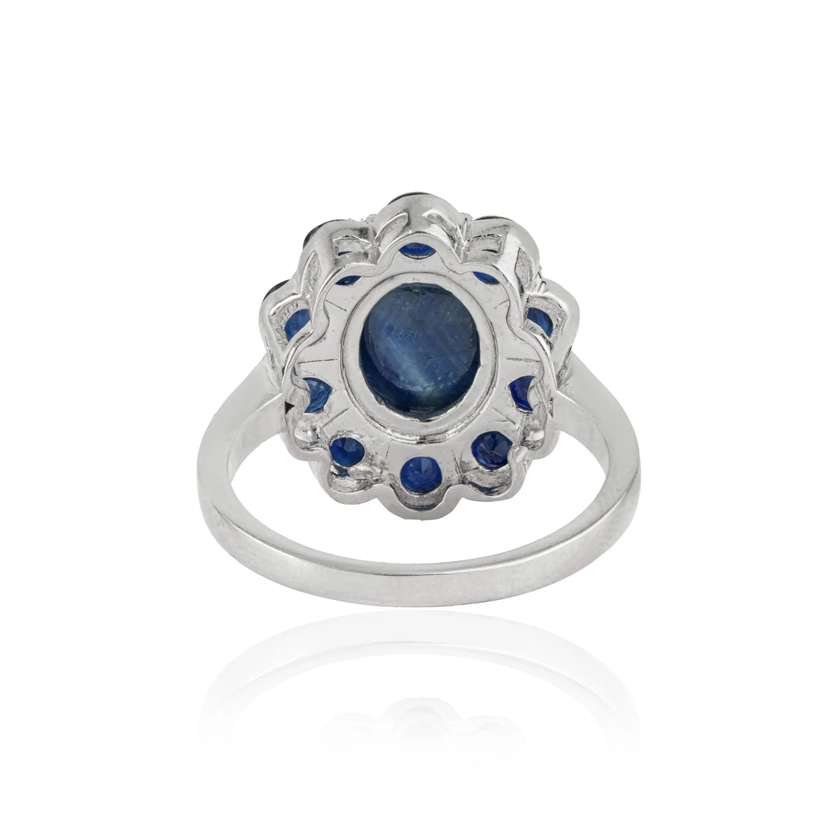 Beautiful Natural Blue Sapphire 925 Sterling Silver Cocktail Floral Ring For Women's
