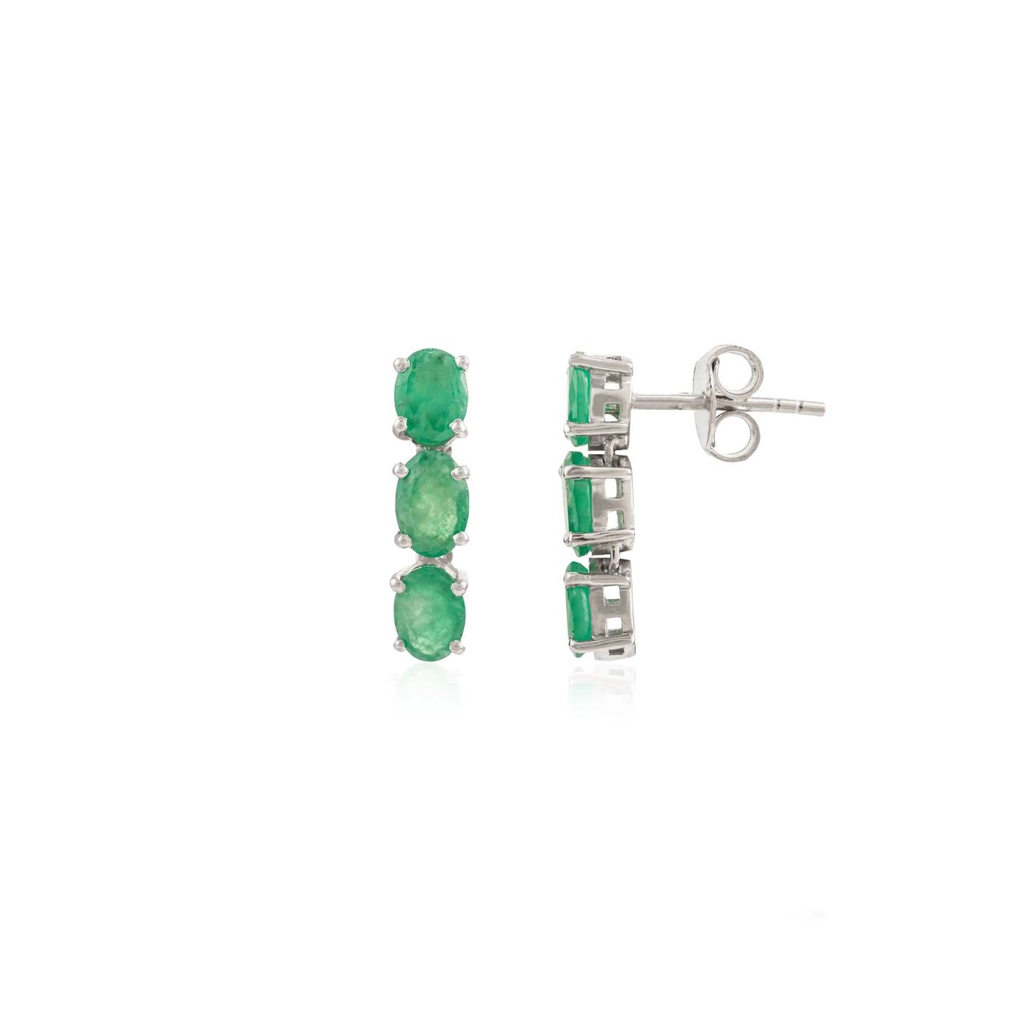 Best Selling 925 Silver Oval Cut 100% Genuine Emerald Drop Earrings For Women's
