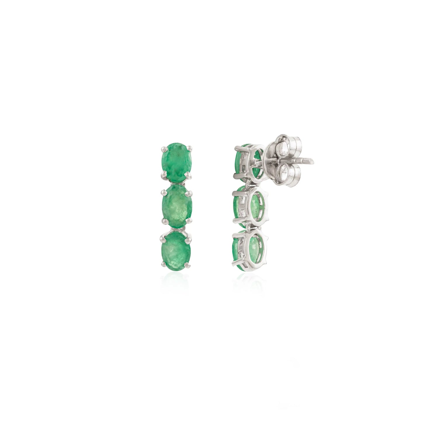 Best Selling 925 Silver Oval Cut 100% Genuine Emerald Drop Earrings For Women's