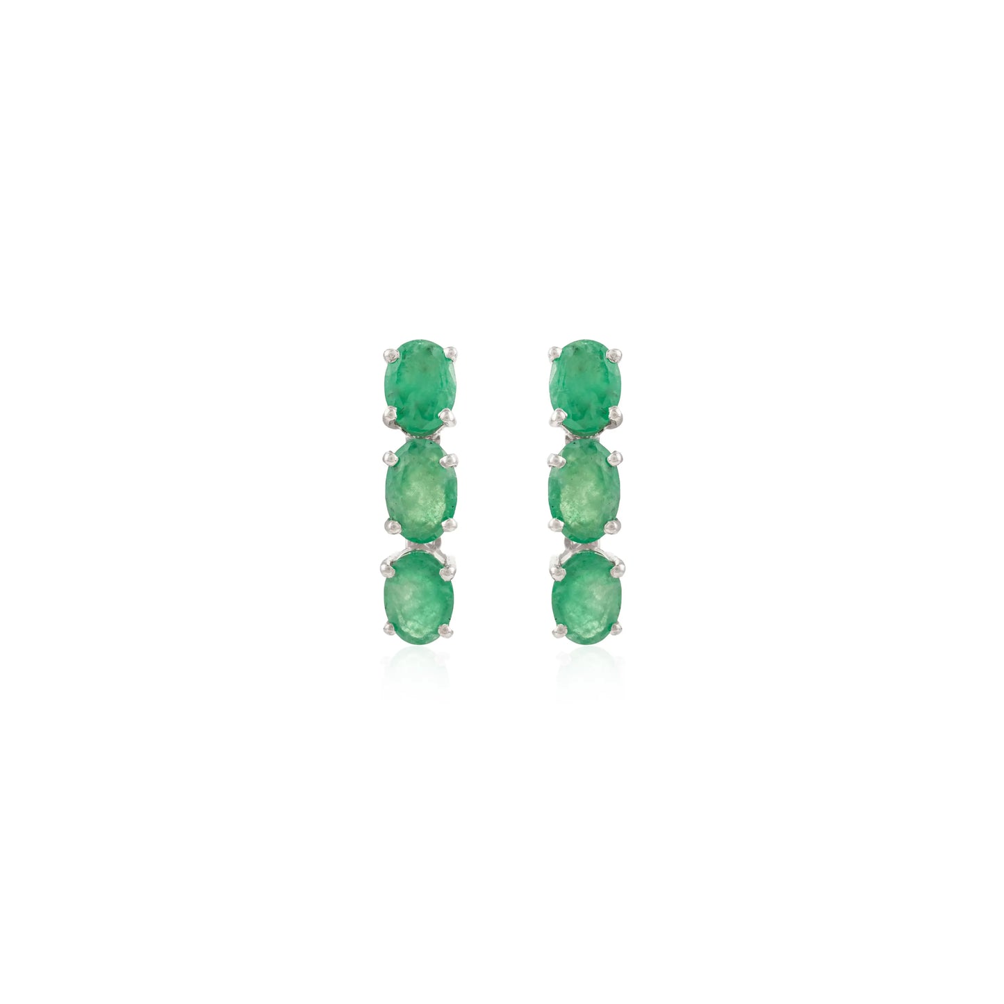 Best Selling 925 Silver Oval Cut 100% Genuine Emerald Drop Earrings For Women's