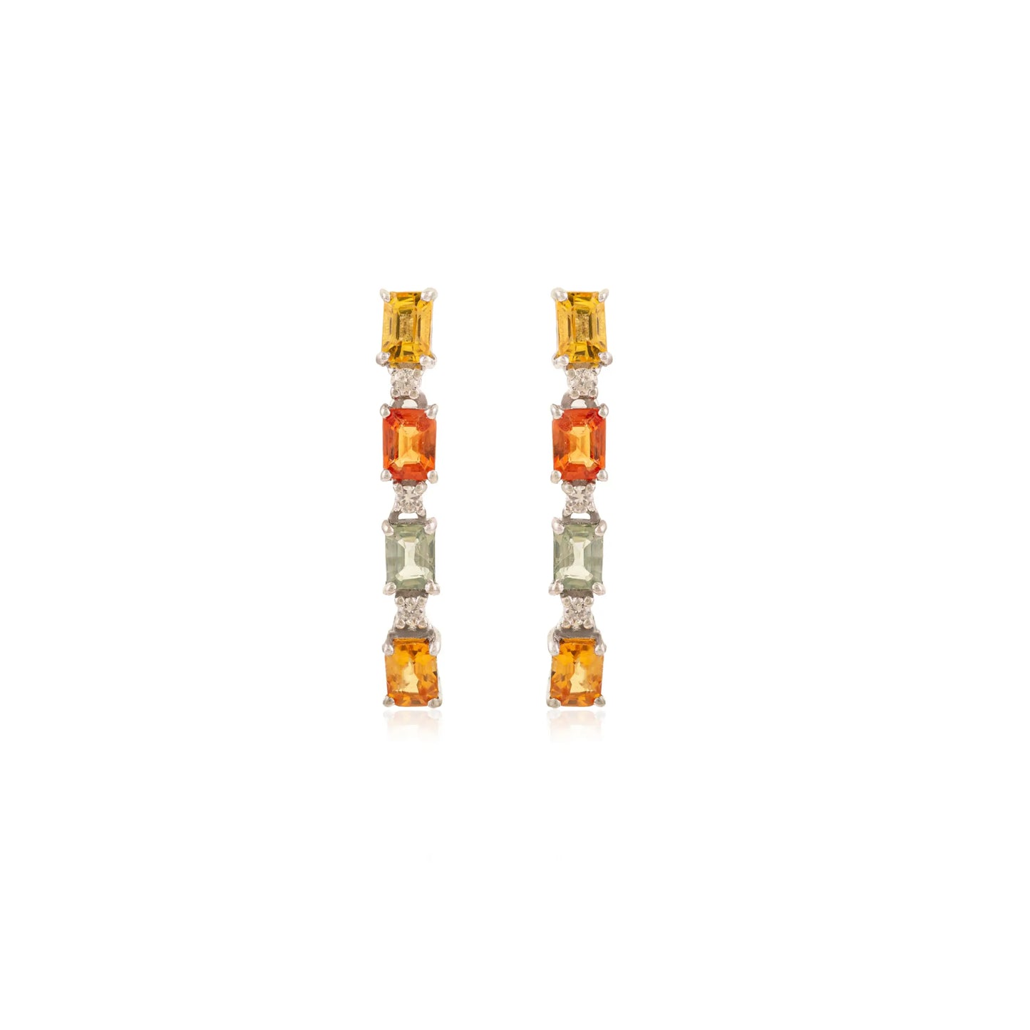 100% Authentic Multi Sapphire Gemstone Classy 925 Silver Dangle Earrings For Women New Arrivals Jewelry