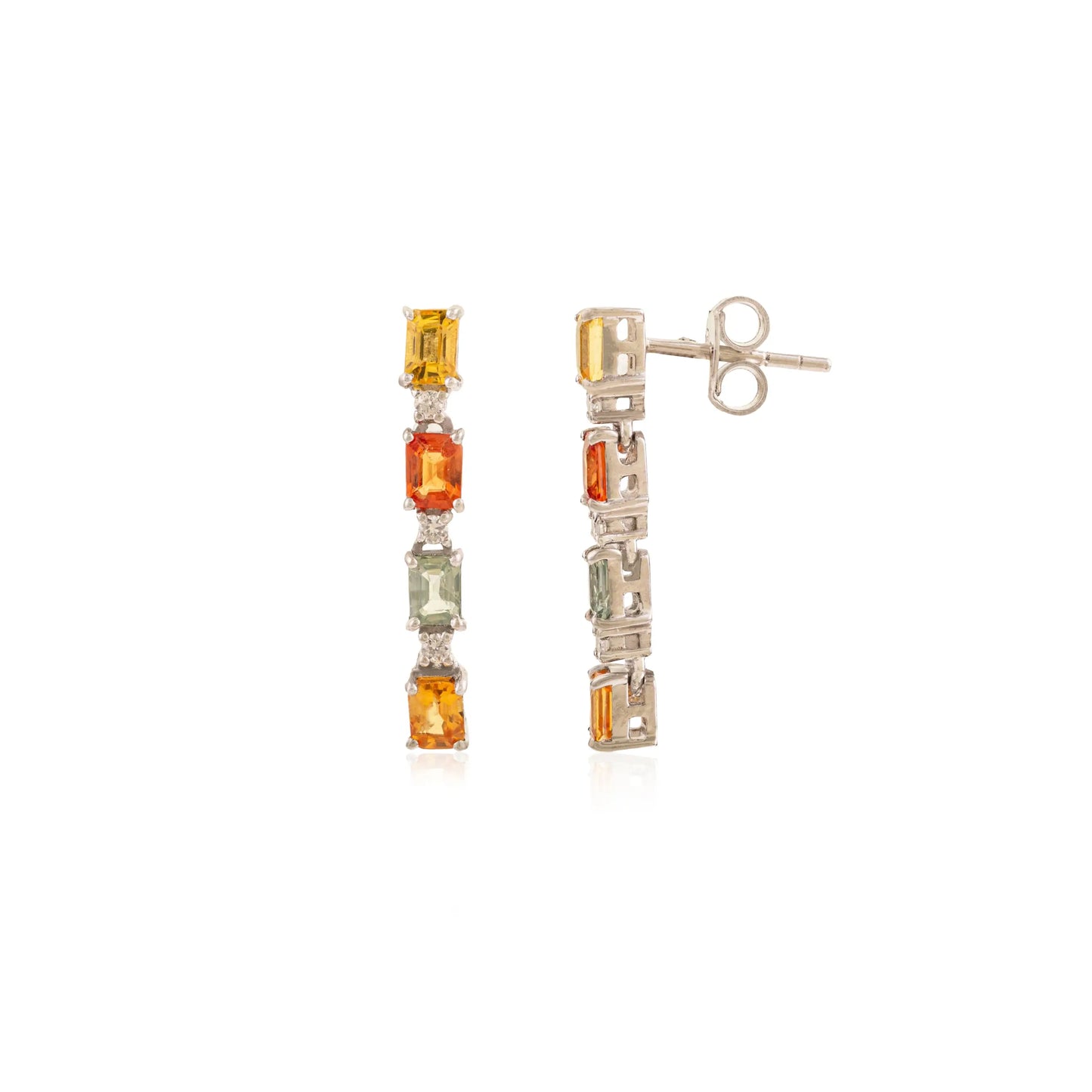 100% Authentic Multi Sapphire Gemstone Classy 925 Silver Dangle Earrings For Women New Arrivals Jewelry