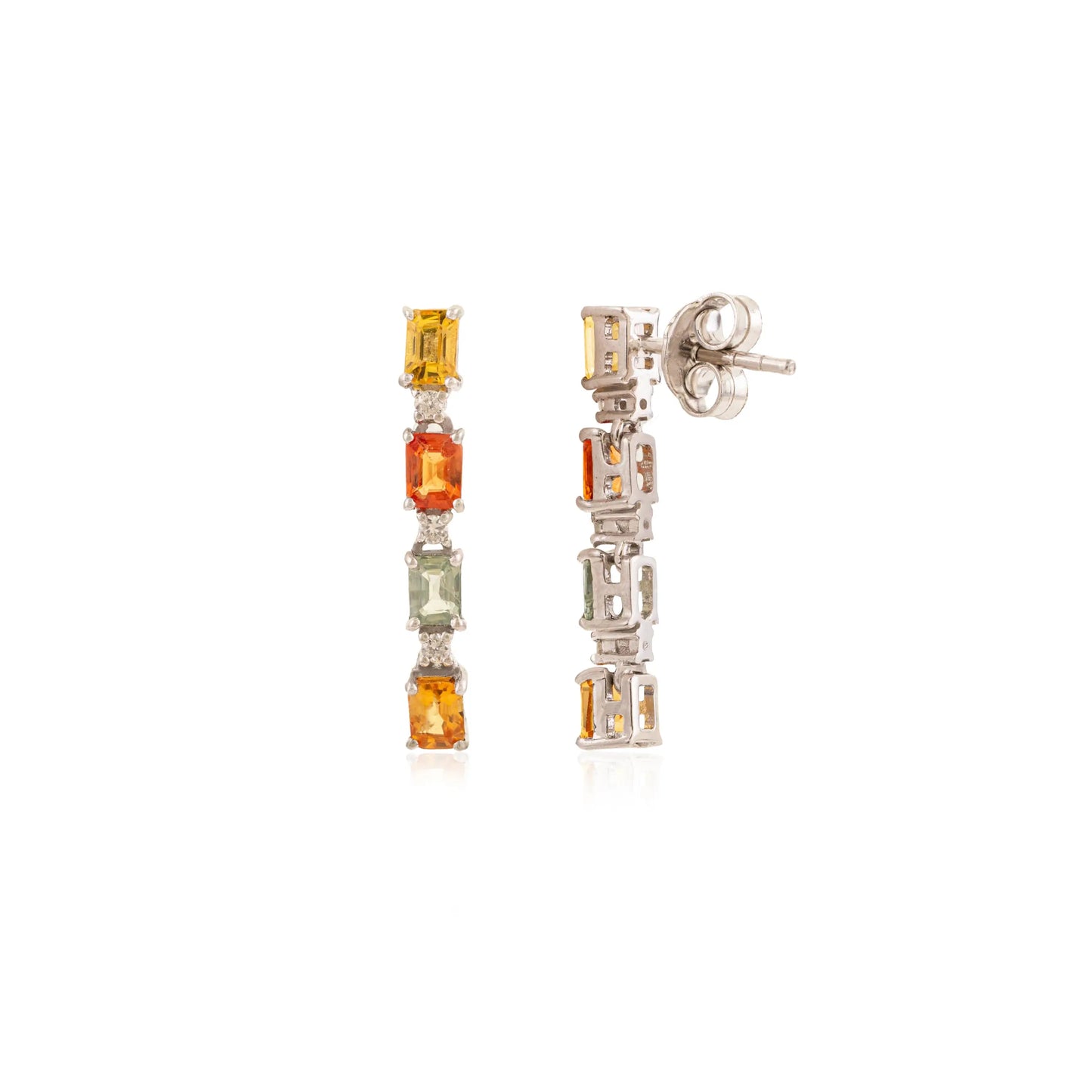 100% Authentic Multi Sapphire Gemstone Classy 925 Silver Dangle Earrings For Women New Arrivals Jewelry