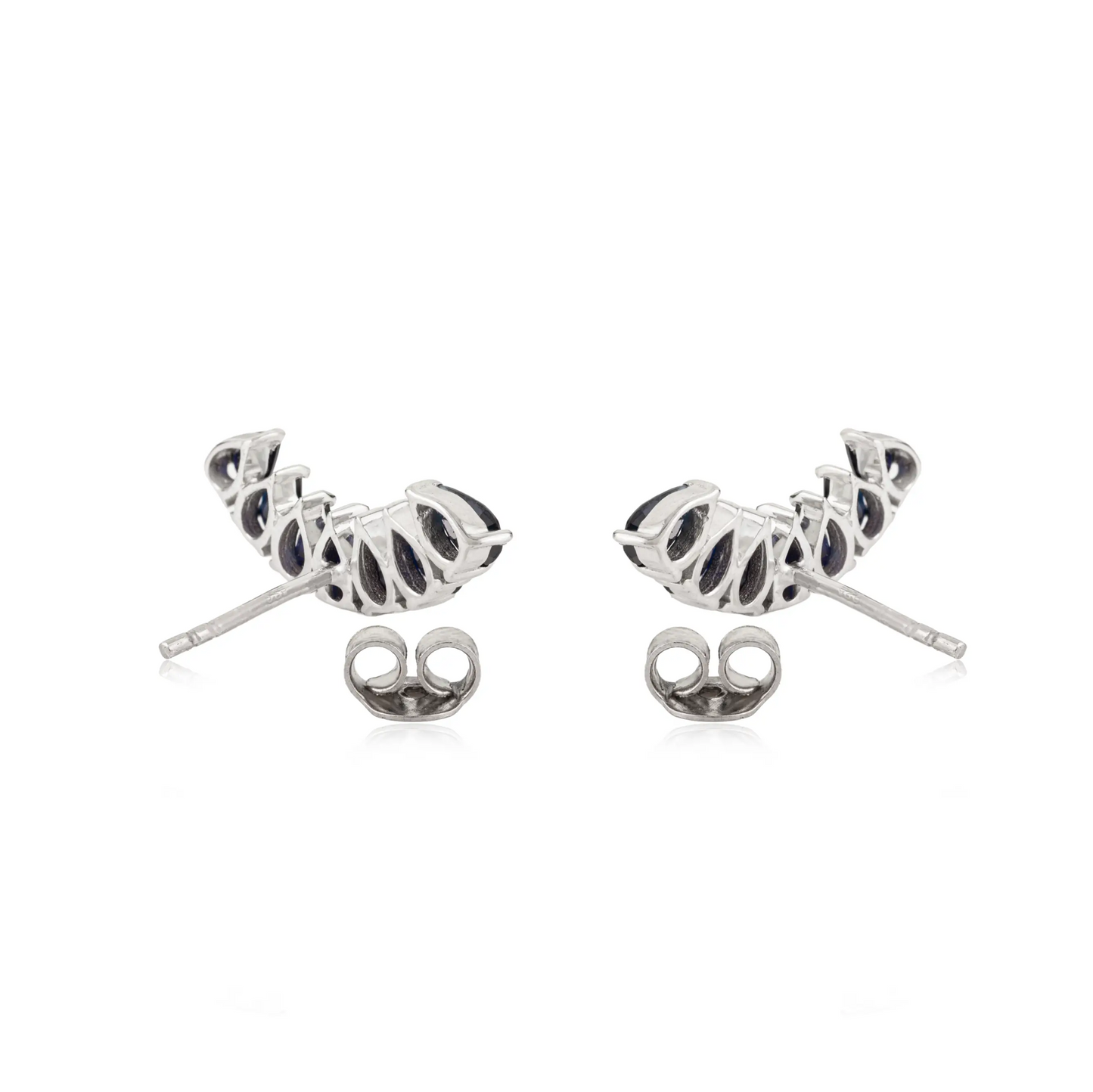 Hot Selling Pear Cut Genuine Blue Sapphire Ear Climber Earrings in 925 Sterling Silver