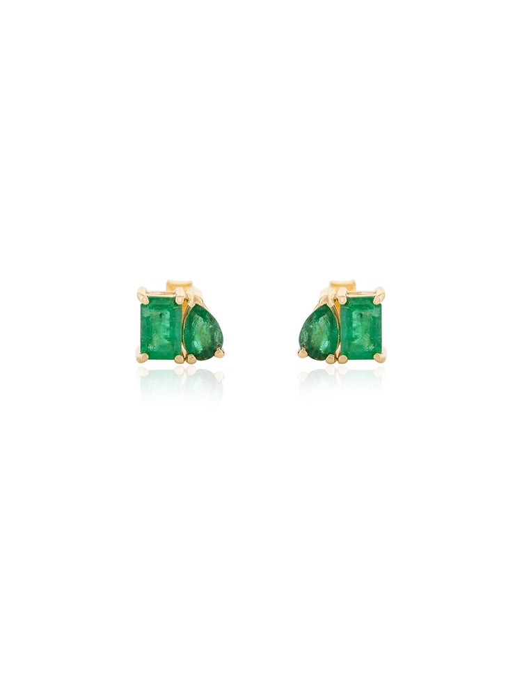 Wholesale Jewelry 18K Yellow Gold Natural Emerald Stud Earrings