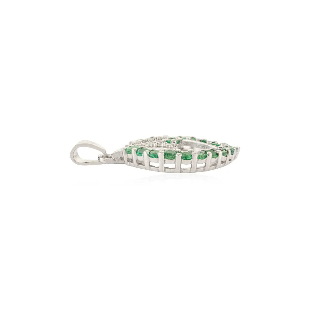 Best Selling 925 Silver 100% Authentic Emerald Teardrop Leaf Halo Pendant Fine Women's Jewelry
