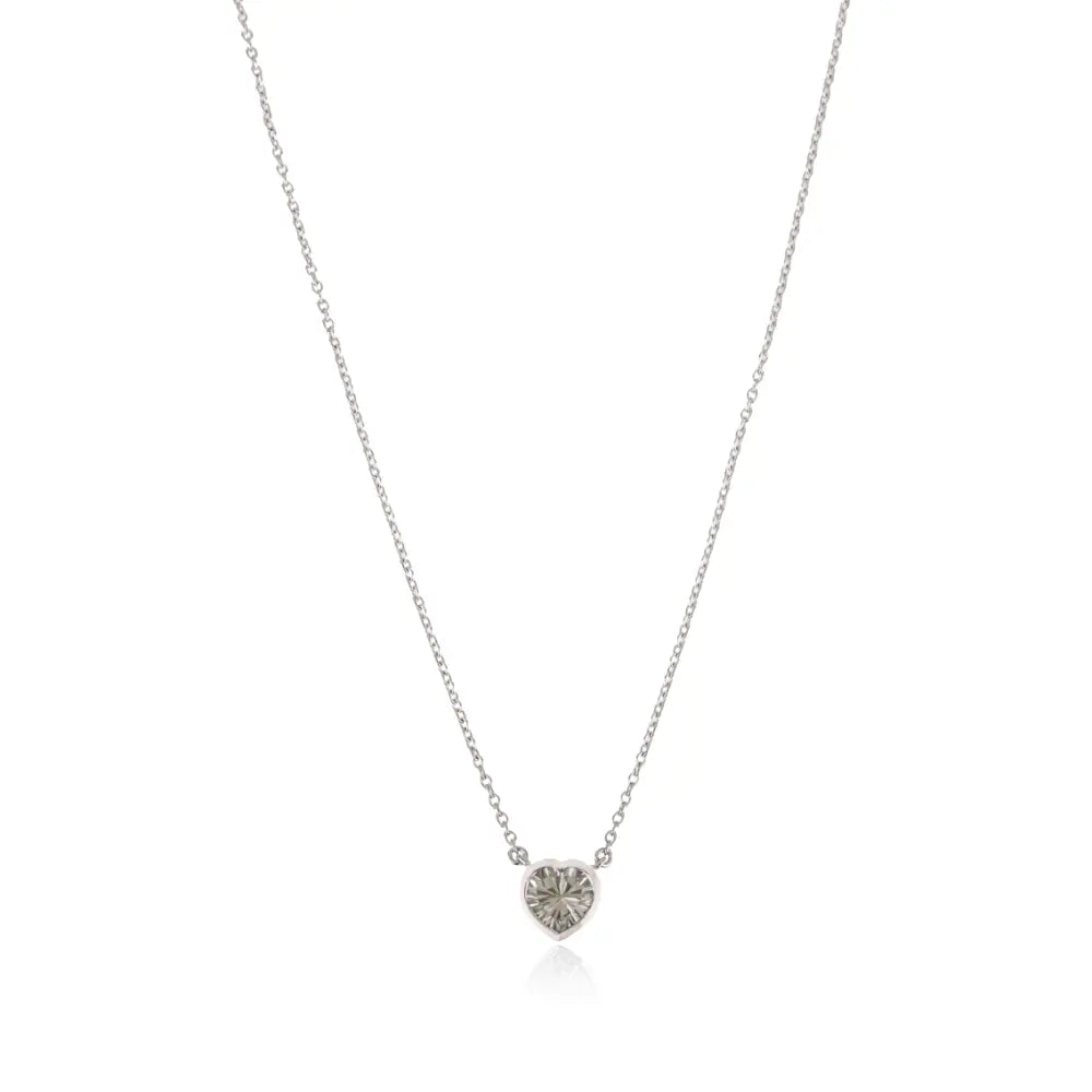 Green Amethyst Heart Pendant Necklace 925 Sterling Silver