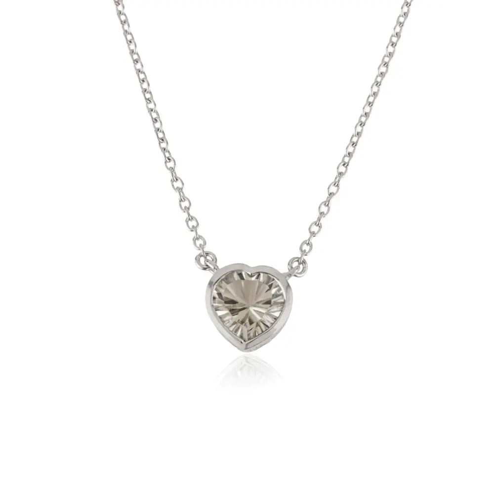 Green Amethyst Heart Pendant Necklace 925 Sterling Silver