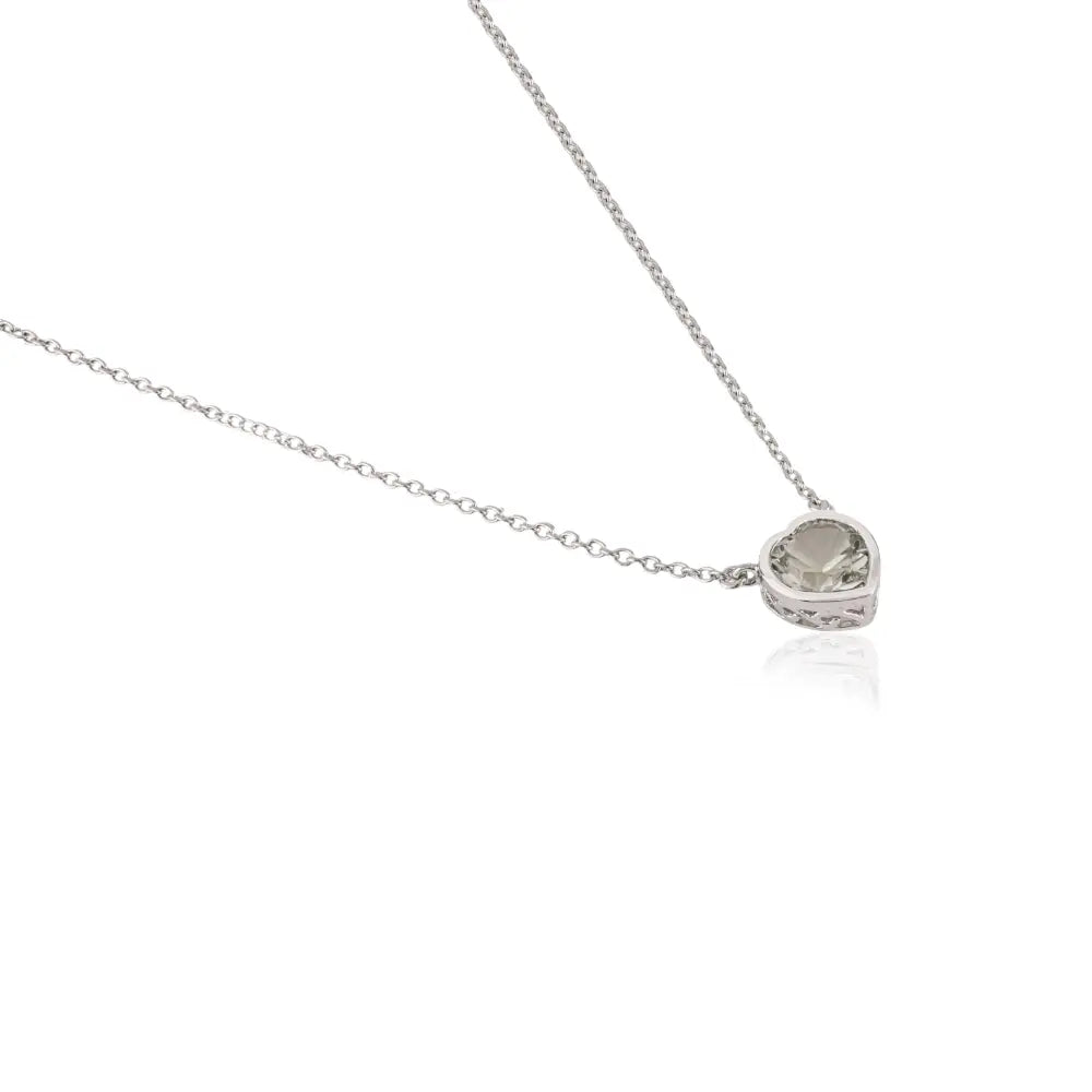 Green Amethyst Heart Pendant Necklace 925 Sterling Silver