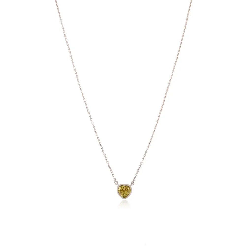 Minimalist Lemon Topaz Heart Pendant 925 Silver Necklace