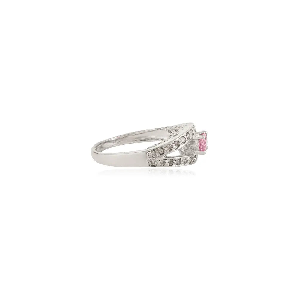 Pink Sapphire Elegant Split Shank 925 Sterling Silver Ring for Women Fine Jewelry
