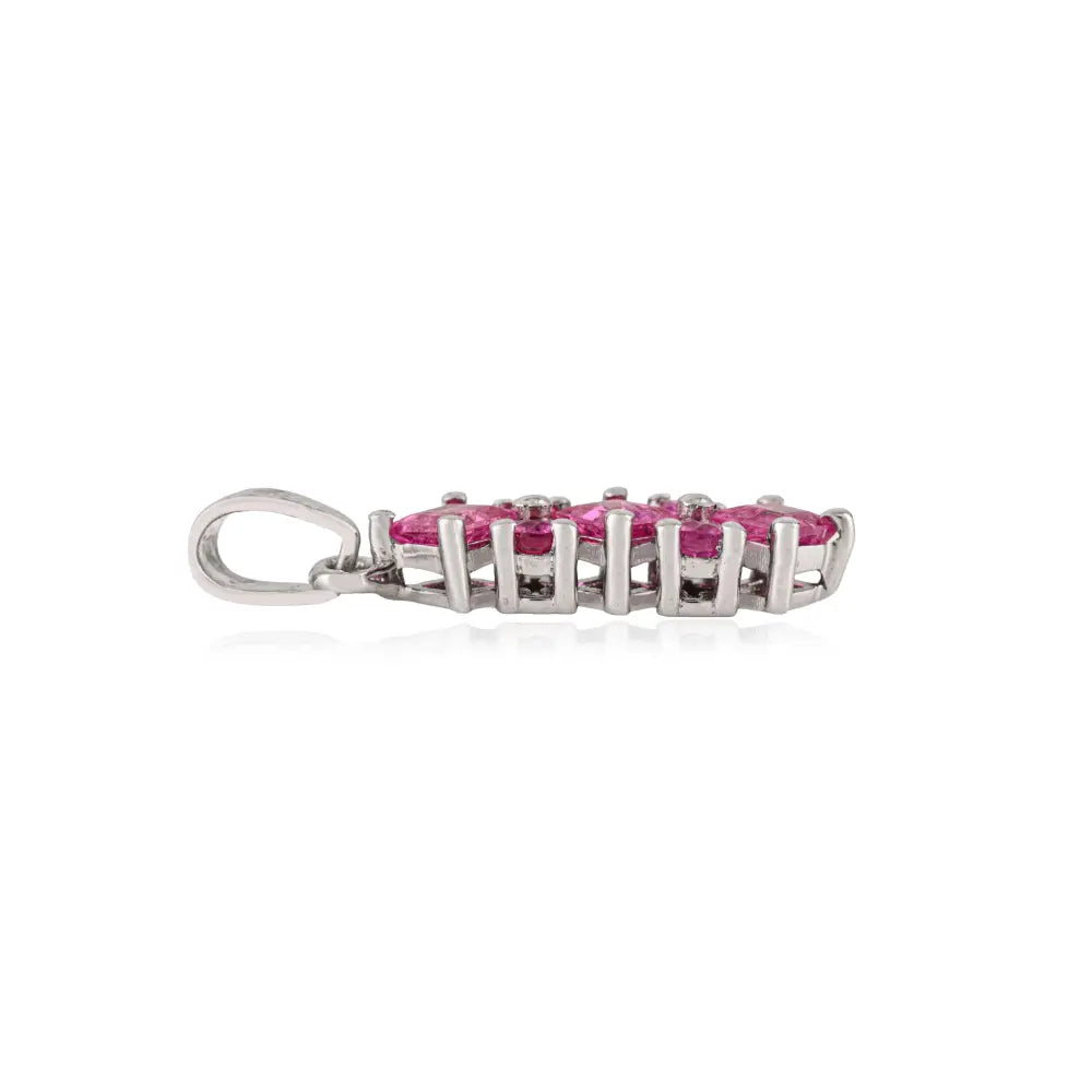 Unique Bar Design Natural Ruby 925 Silver Princess Cut Gemstone Pendant Jewelry