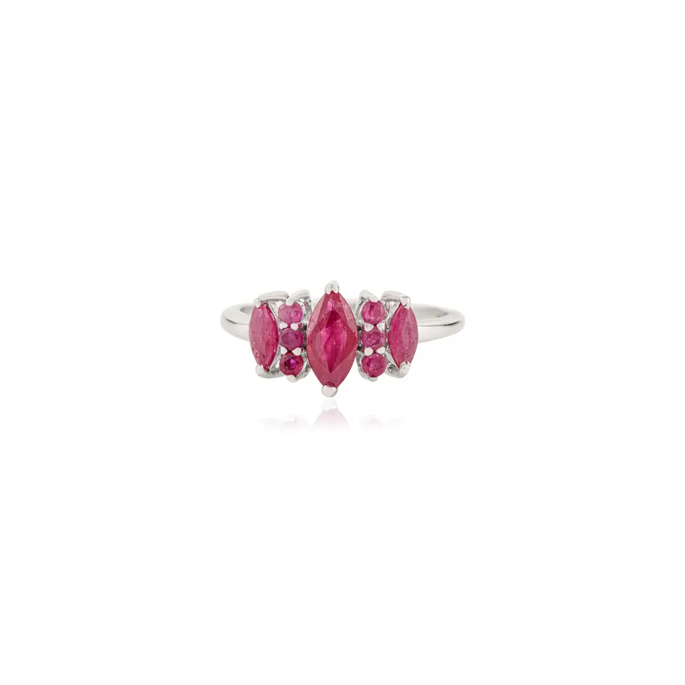 Natural Ruby Proposal Ring Set in 925 Sterling Silver Prong Setting