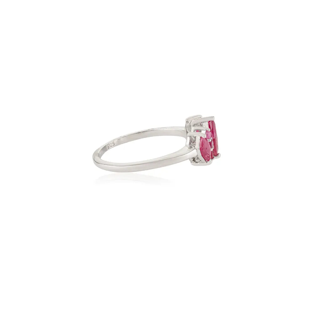Natural Ruby Proposal Ring Set in 925 Sterling Silver Prong Setting