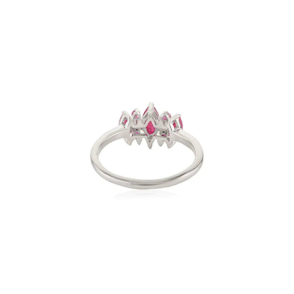 Natural Ruby Proposal Ring Set in 925 Sterling Silver Prong Setting