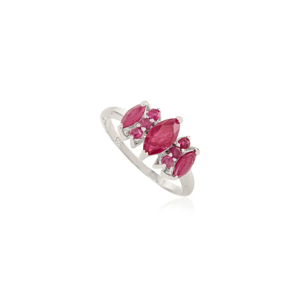Natural Ruby Proposal Ring Set in 925 Sterling Silver Prong Setting