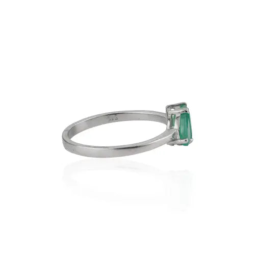 Stunning 925 Sterling Silver Emerald Gemstone Toi et Moi Ring Simple Everyday Wear Jewelry