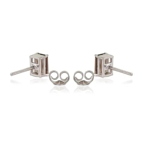 Trendy Minimal Design Octagon Cut Natural Smoky Topaz 925 Sterling Silver Stud Earrings