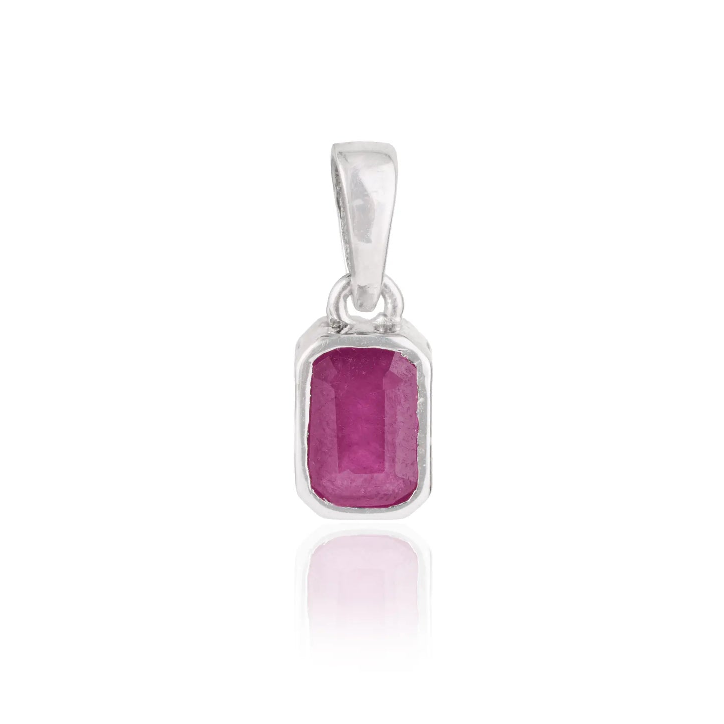 Simple Design 925 Sterling Silver Natural Ruby July Birthstone Pendant Jewelry For Women's