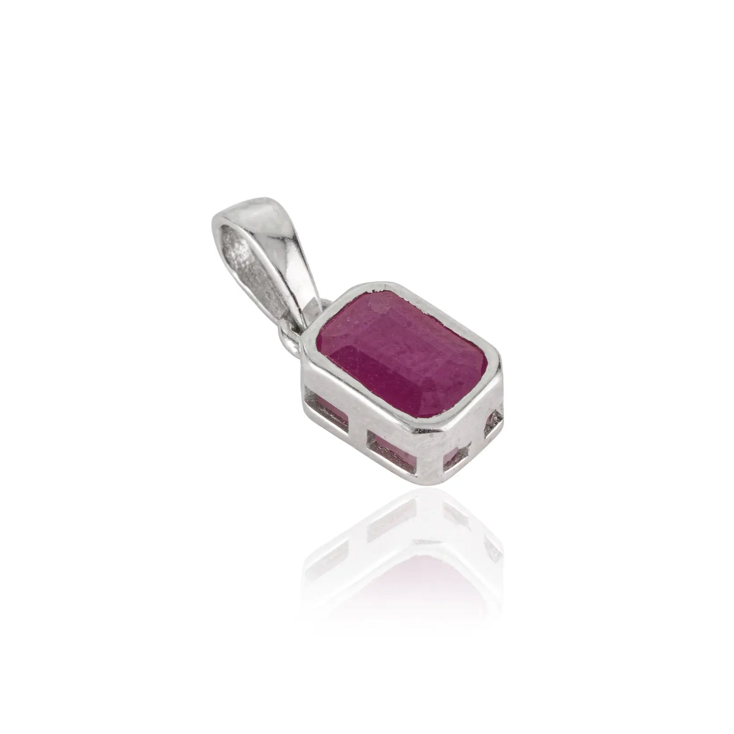Simple Design 925 Sterling Silver Natural Ruby July Birthstone Pendant Jewelry For Women's