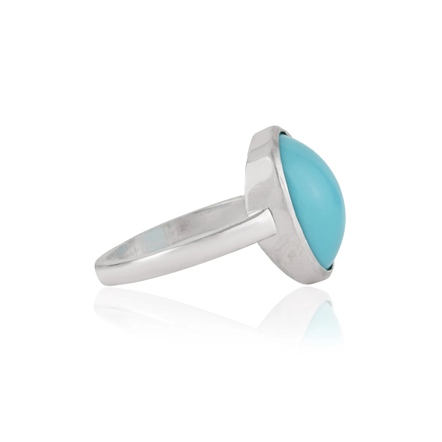 Bezel Set 10x14 mm Oval Shape Turquoise December Birthstone 925 Silver Ring Jewelry