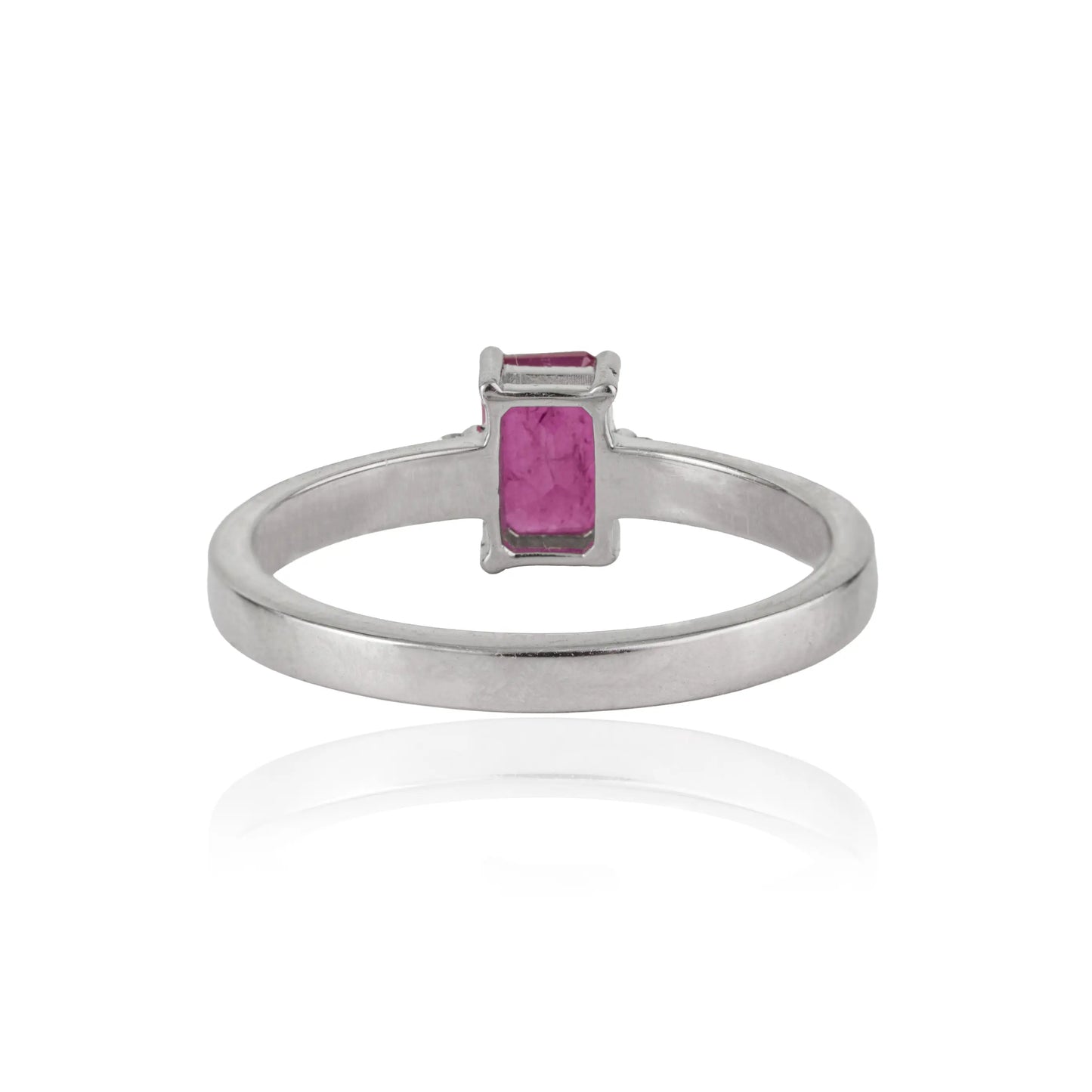 Minimal Design 925 Sterling Silver Natural Ruby & Diamond Handmade Ring For Women's