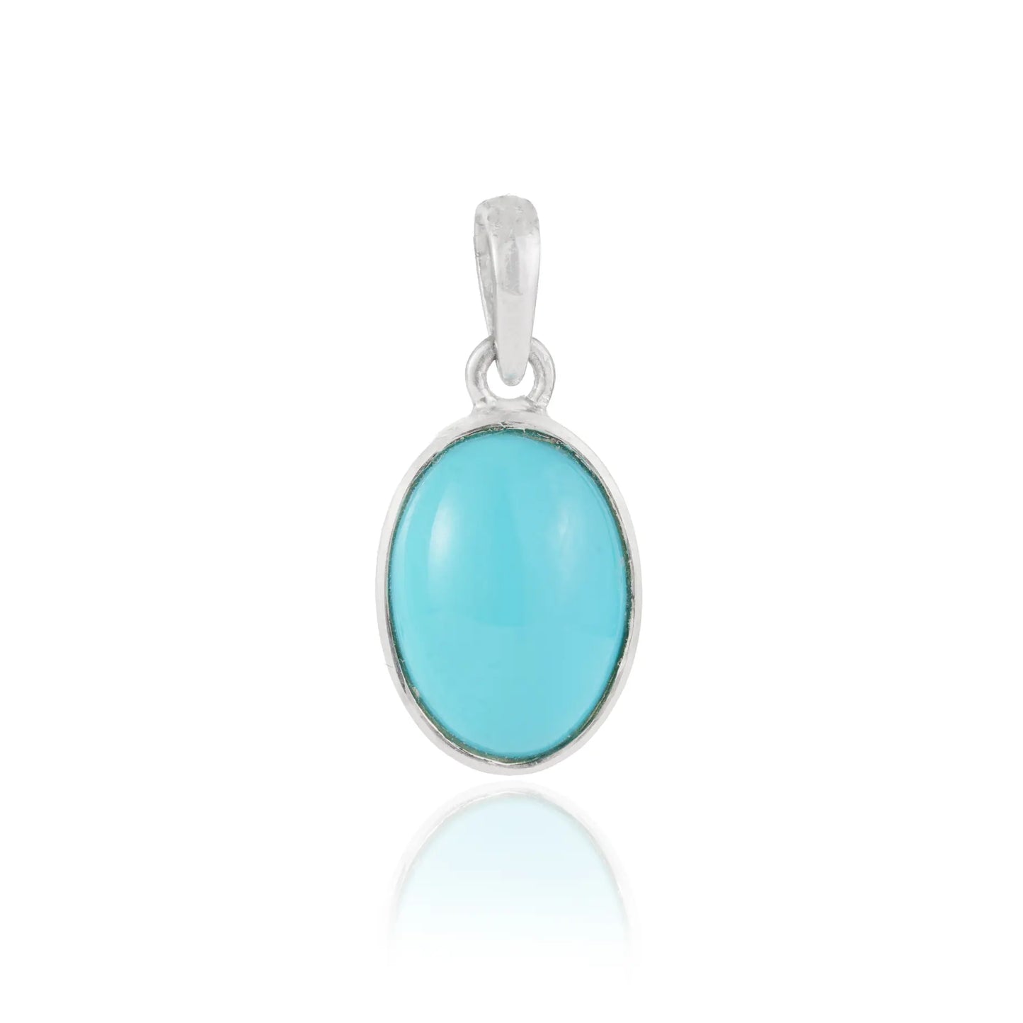 10x14 mm Oval Shape Natural Turquoise December Birthstone 925 Sterling Silver Pendant