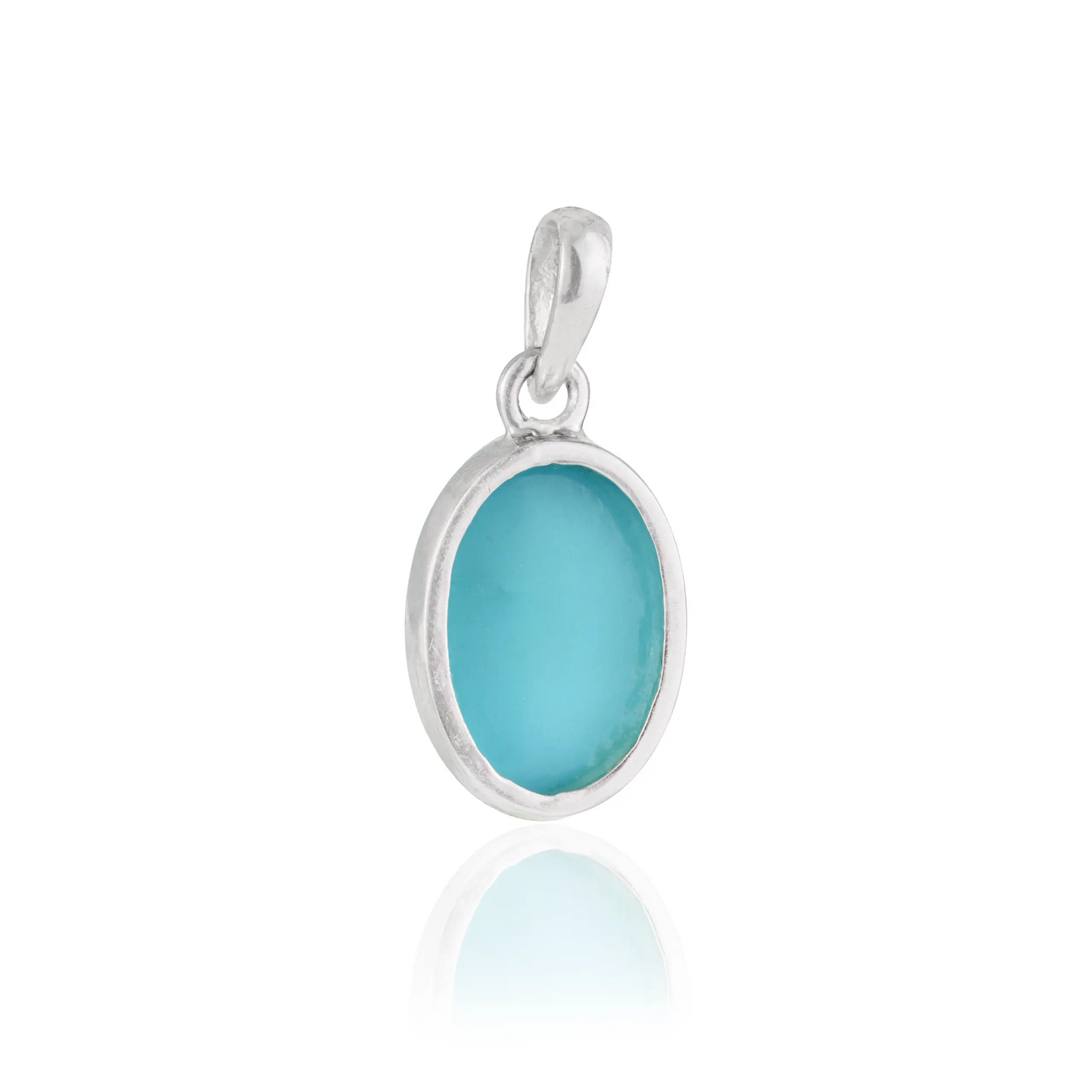 10x14 mm Oval Shape Natural Turquoise December Birthstone 925 Sterling Silver Pendant