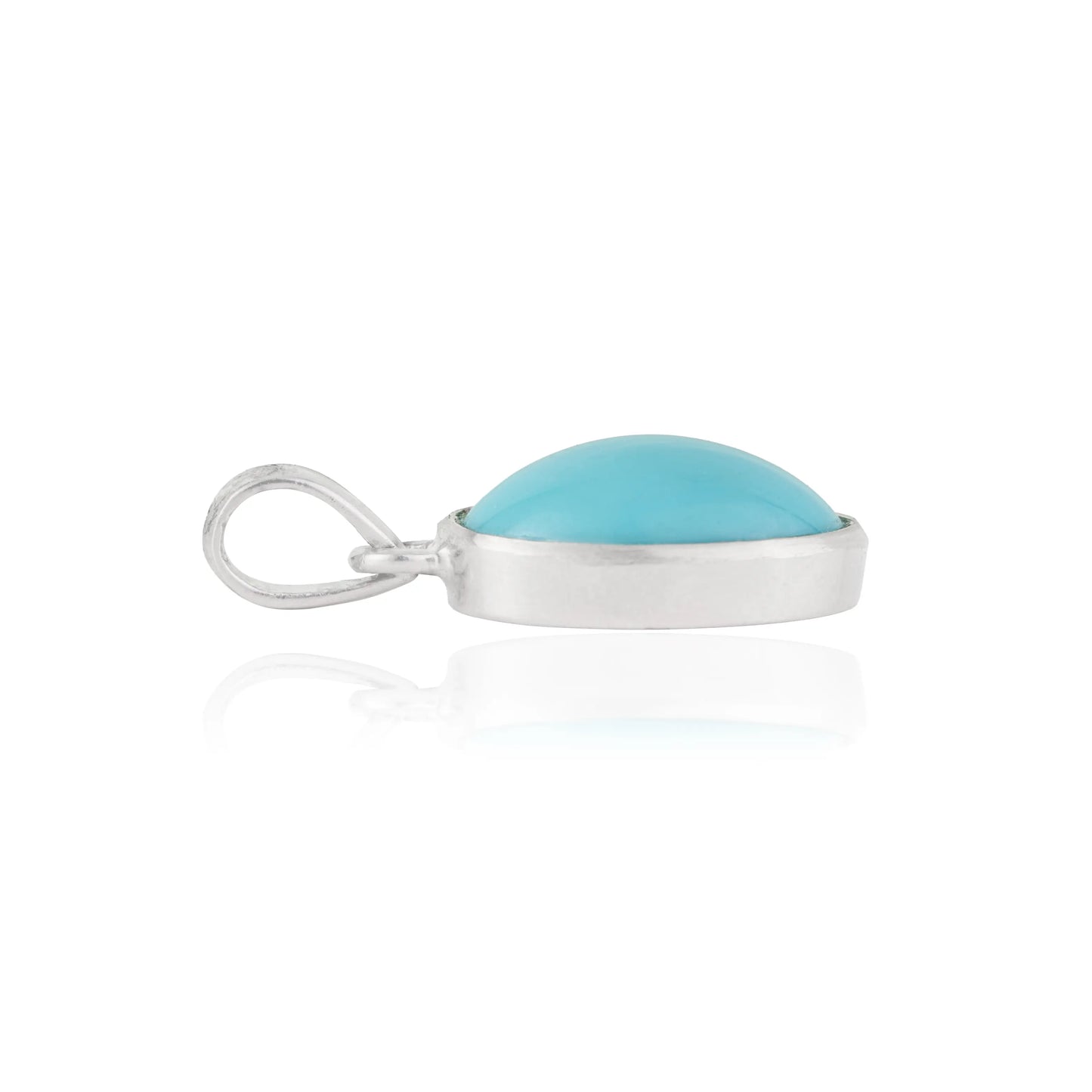 10x14 mm Oval Shape Natural Turquoise December Birthstone 925 Sterling Silver Pendant