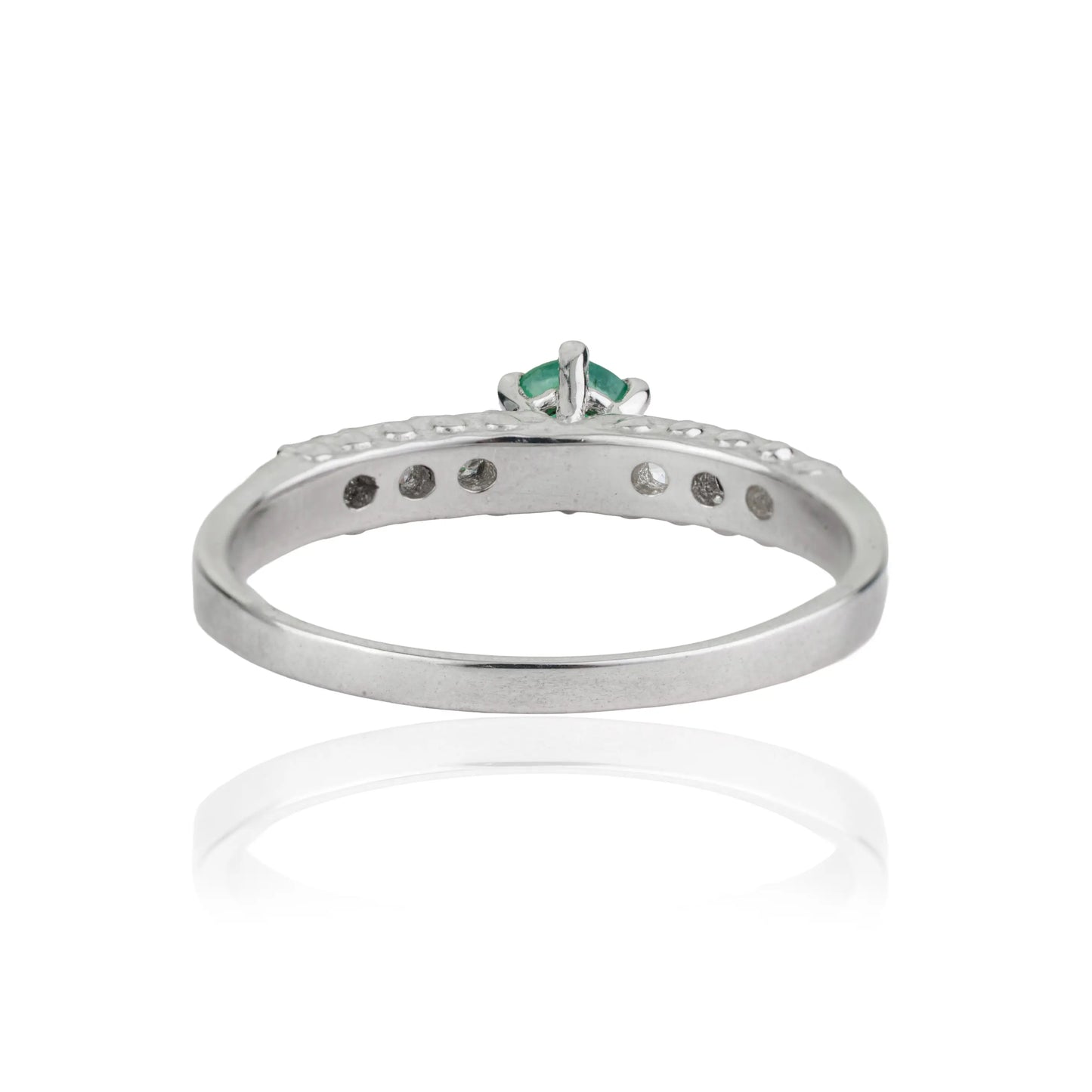100% Authentic Emerald & Diamond 925 Sterling Silver Solitaire Accent Fine Ring For Women's Party Wear