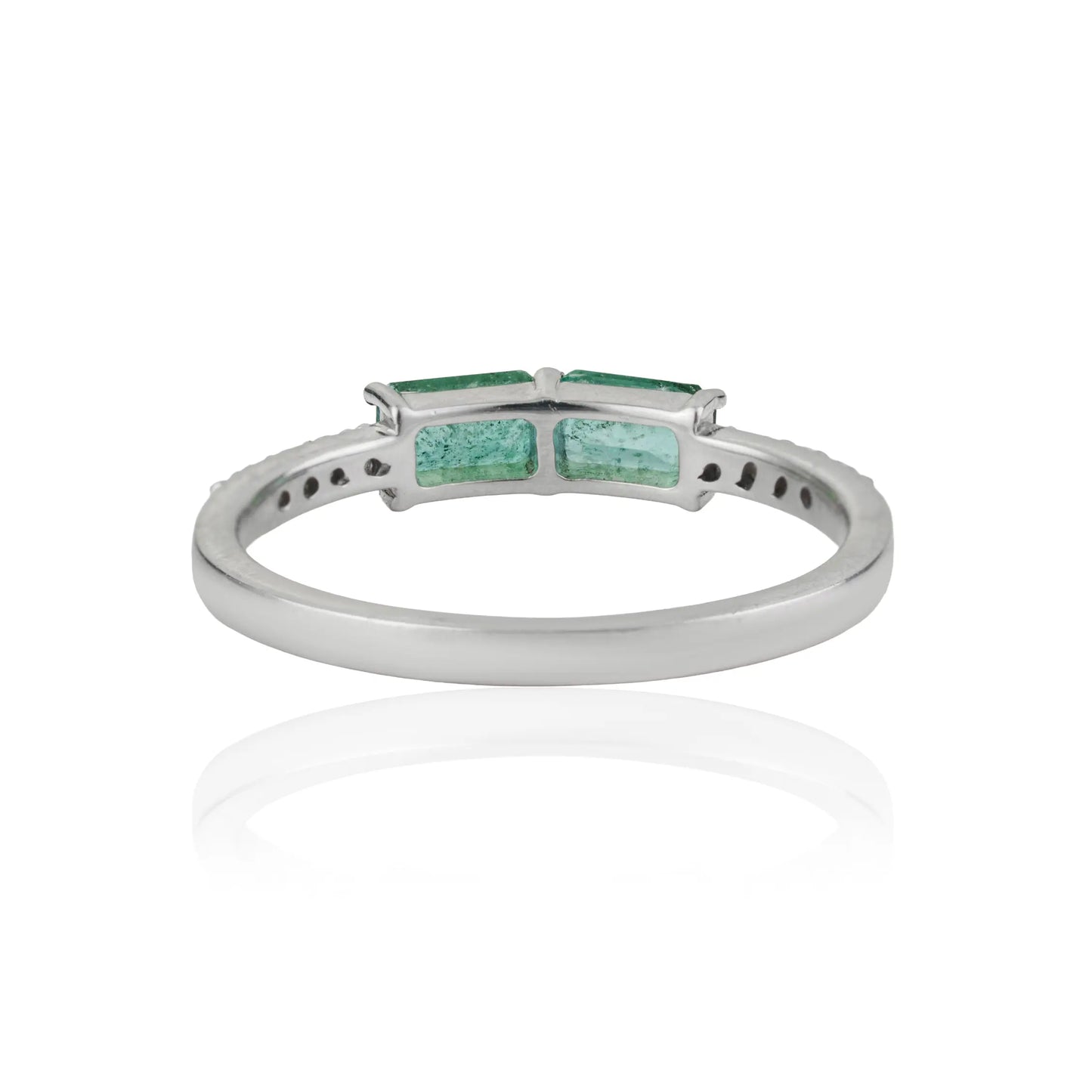 New Trendy Octagon Shape Emerald & Diamond 925 Sterling Silver Ring For Women