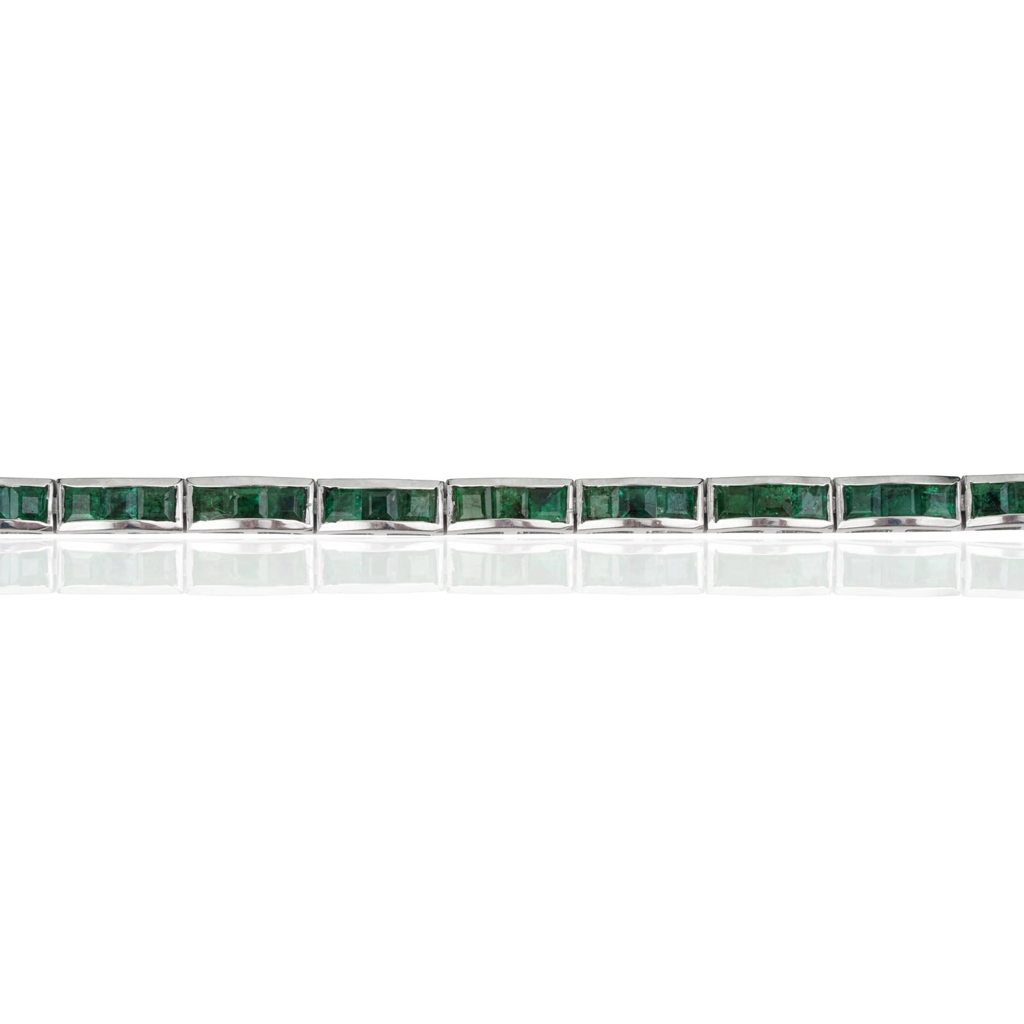 May Birthstone Princess Cut Emerald Sleek Handmade 925 Sterling Silver Tennis Bracelet