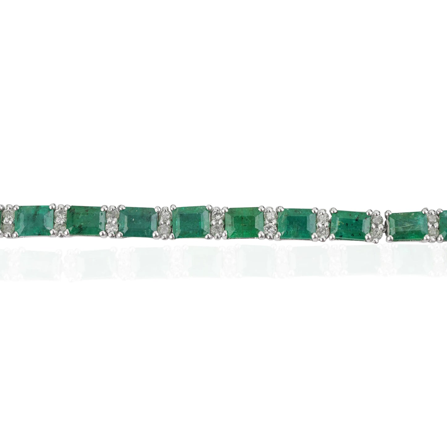 Stunning 925 Sterling Silver 100% Genuine Emerald & Diamond Tennis Bracelet Everyday Wear Jewelry