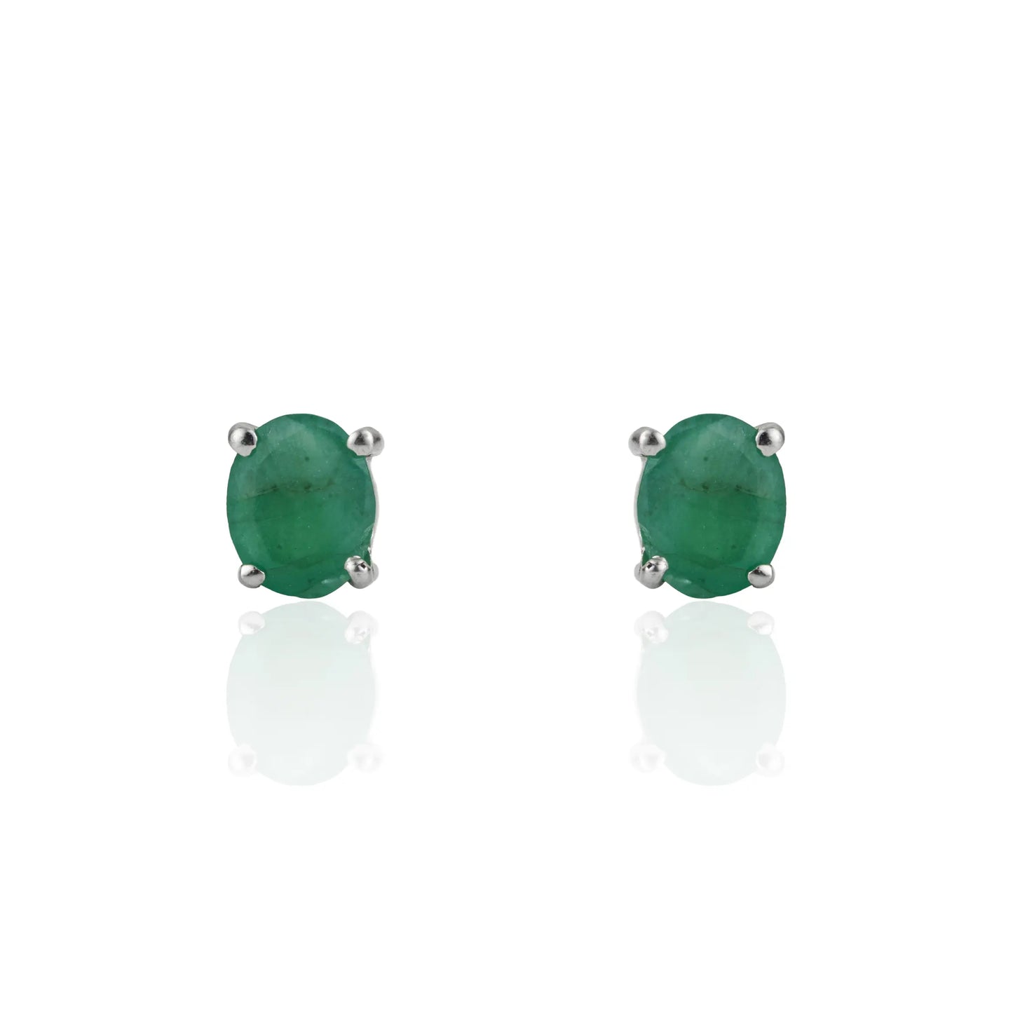 Stunning Oval Shape 100% Genuine Emerald Gemstone Stud Earrings Fine Unisex Jewelry