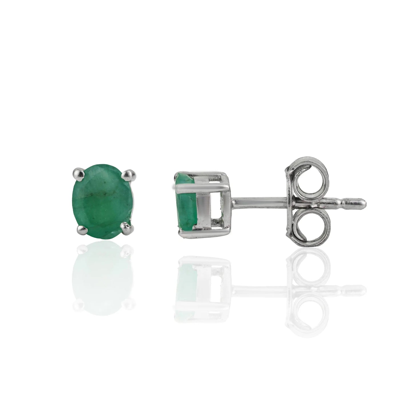 Stunning Oval Shape 100% Genuine Emerald Gemstone Stud Earrings Fine Unisex Jewelry