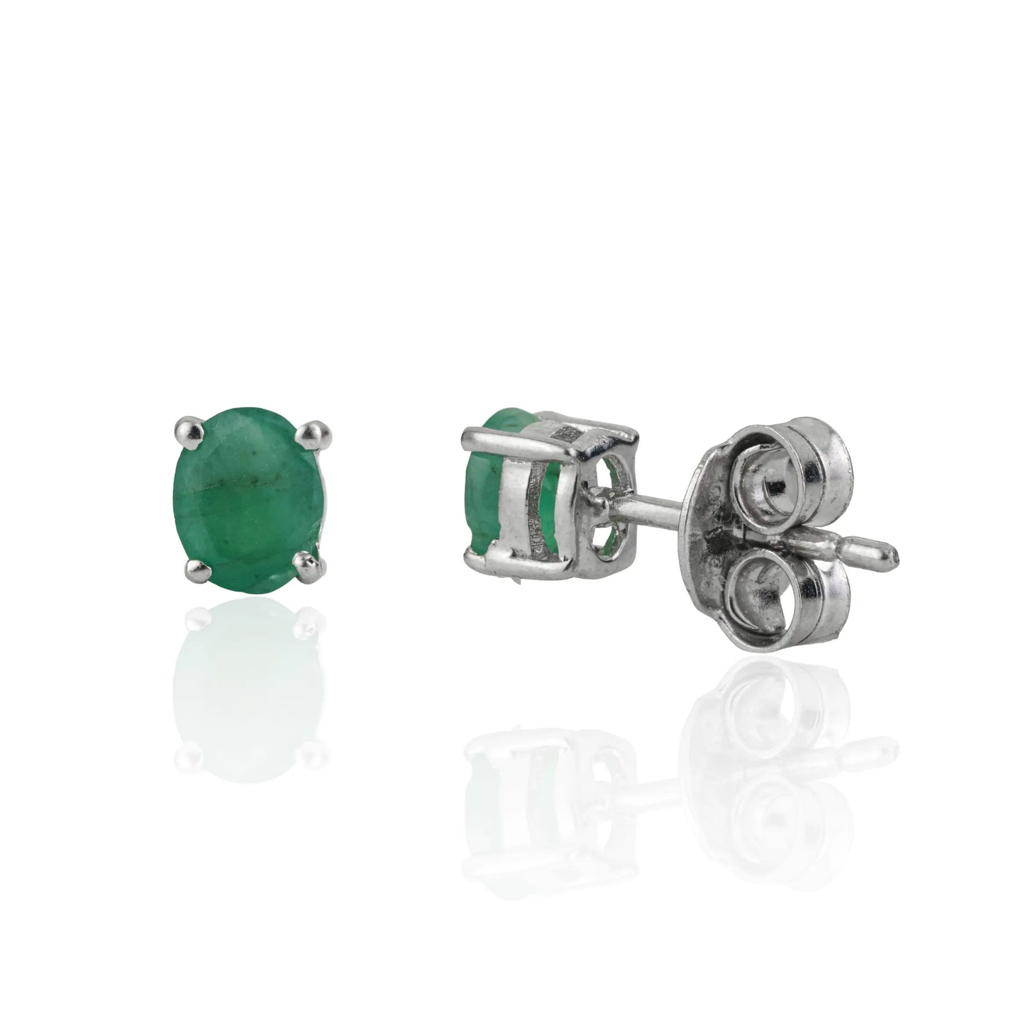 Stunning Oval Shape 100% Genuine Emerald Gemstone Stud Earrings Fine Unisex Jewelry
