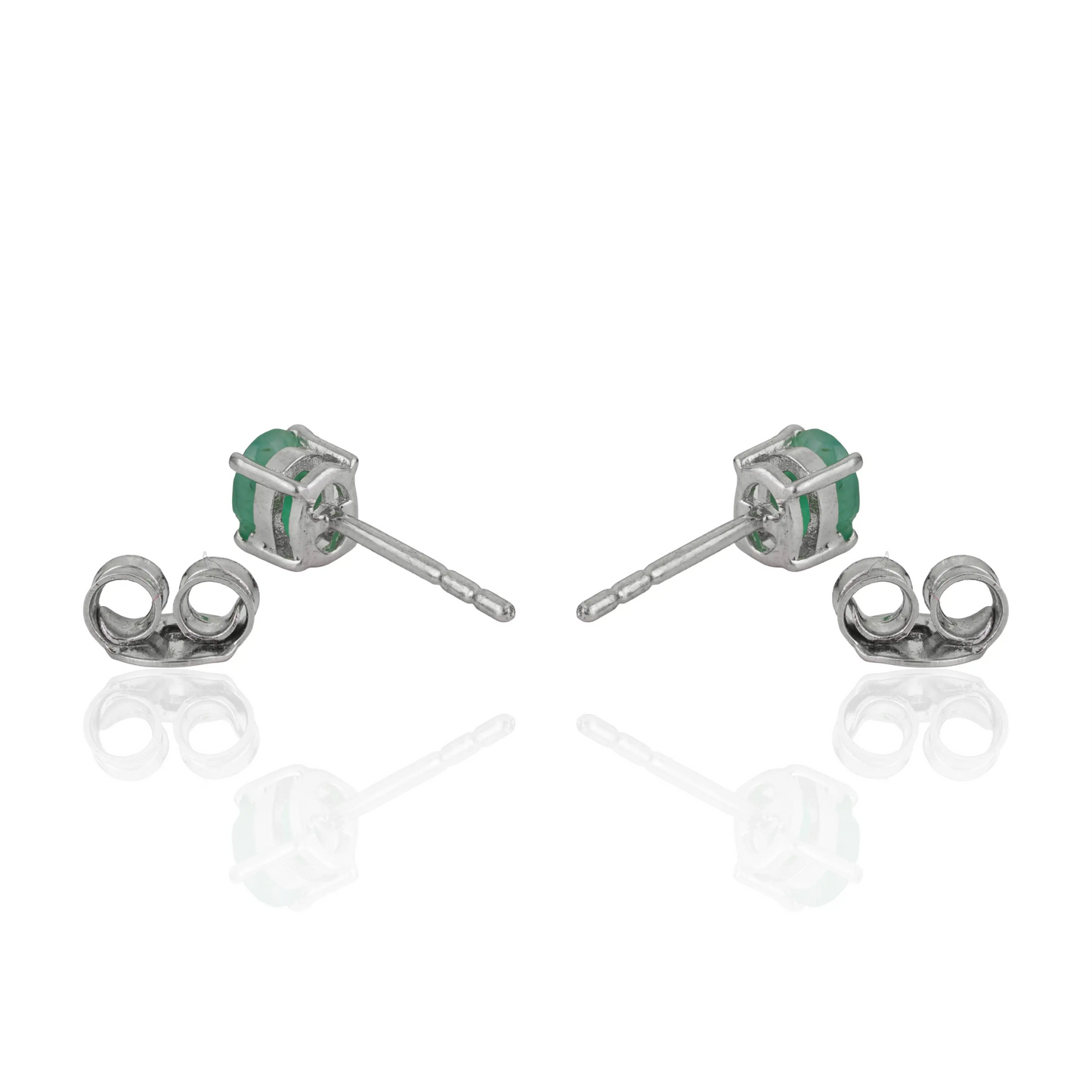 Stunning Oval Shape 100% Genuine Emerald Gemstone Stud Earrings Fine Unisex Jewelry