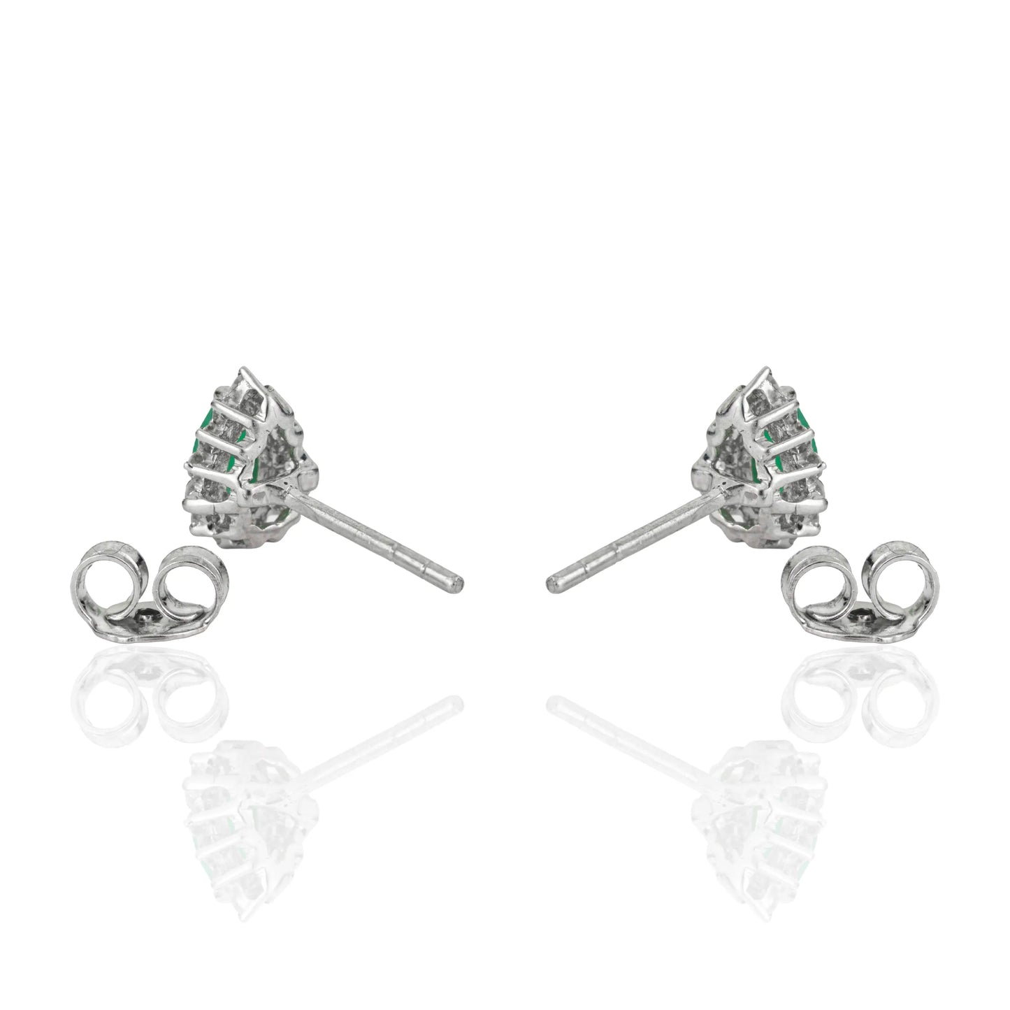 Precious Emerald Gemstone & Diamond Cluster Pear Shape S925 Stud Earrings For Women's