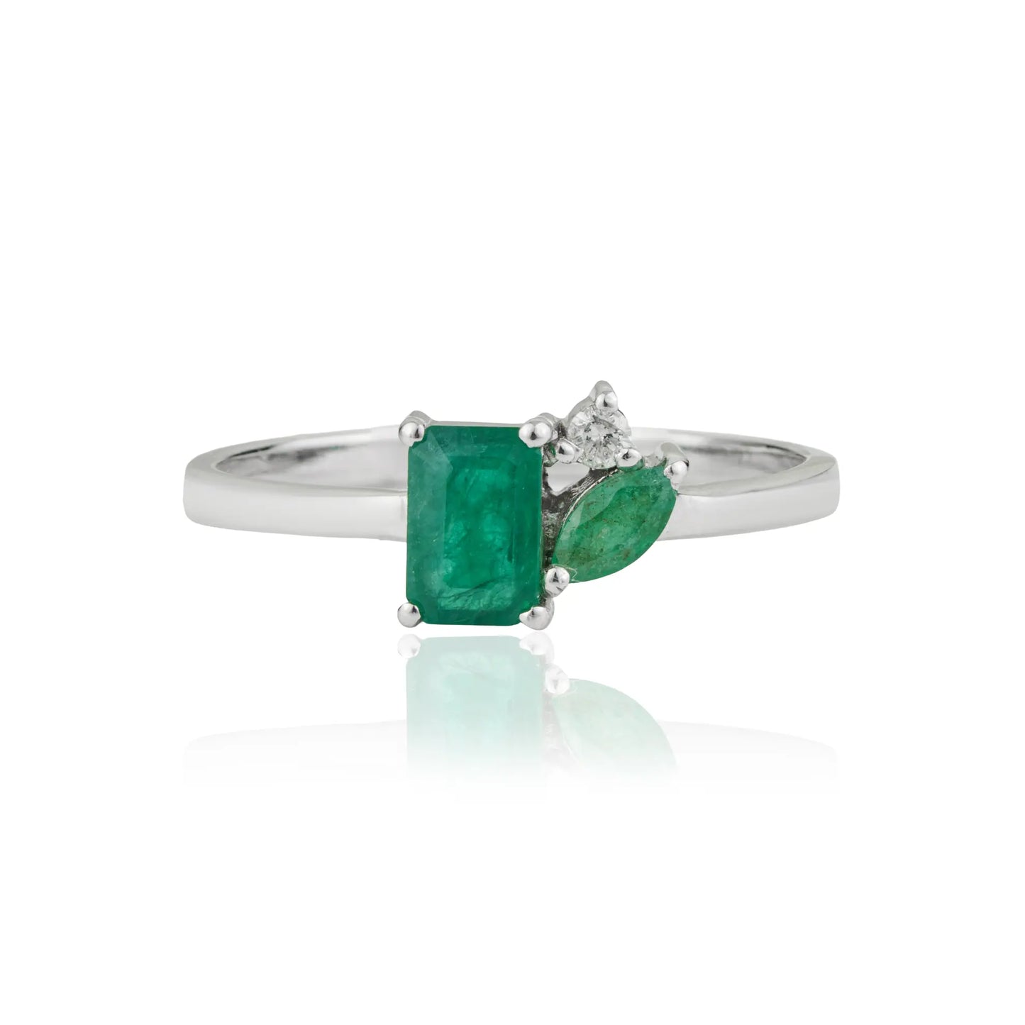 Unique Design 925 Sterling Silver Emerald & Diamond Ring For Women's Party Wear Jewelry